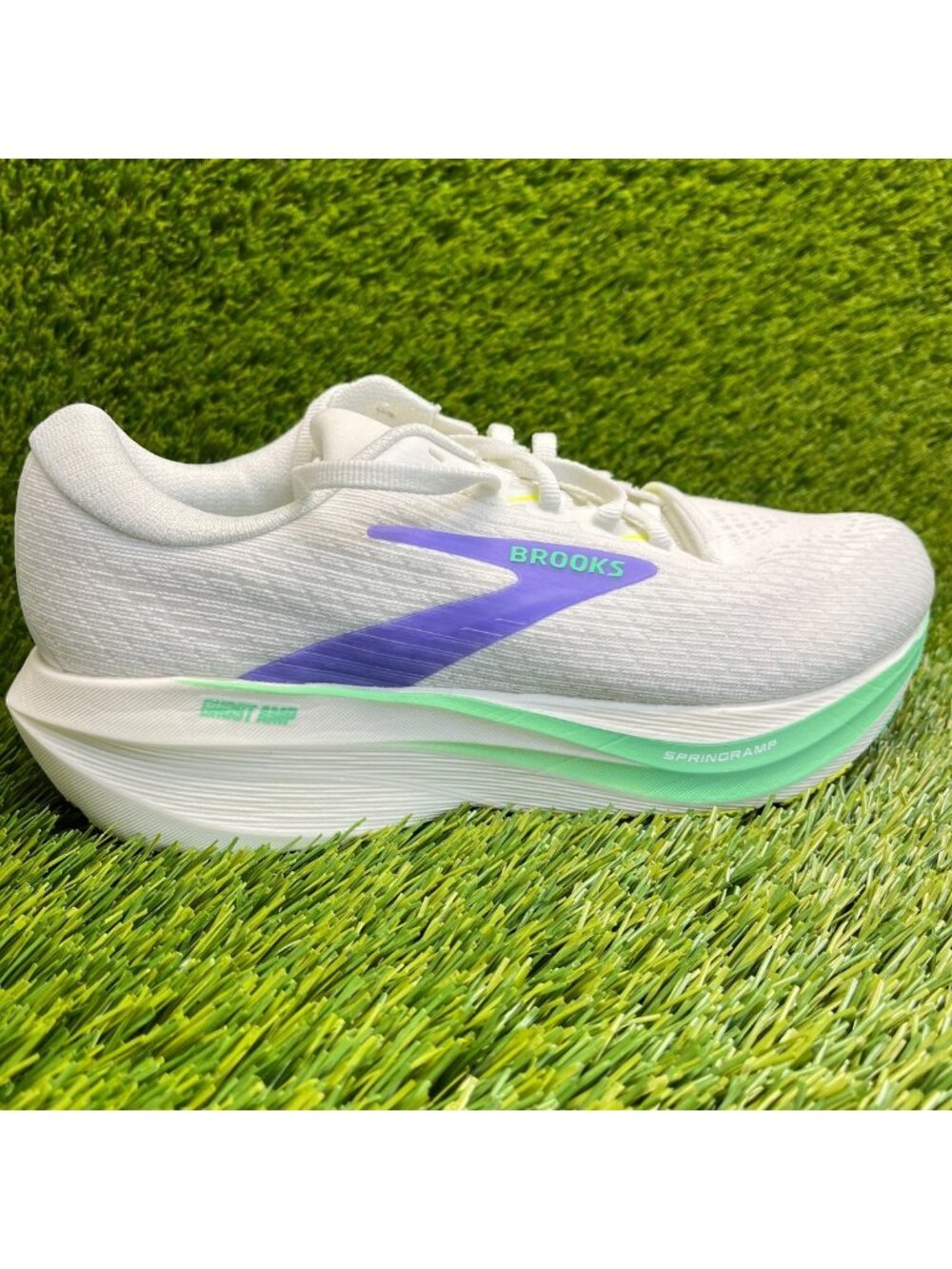 Brooks Ghost Amp Womens Size 7.5 White Purple Athletic Running Shoes Sneakers